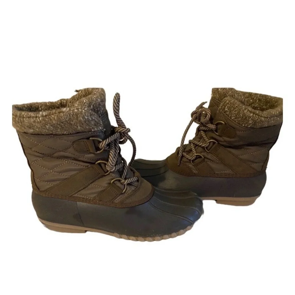 Baretraps‎ Womens Quilted Duck Boots Brown Lace Up Winter Rain Gorpcore Size 7